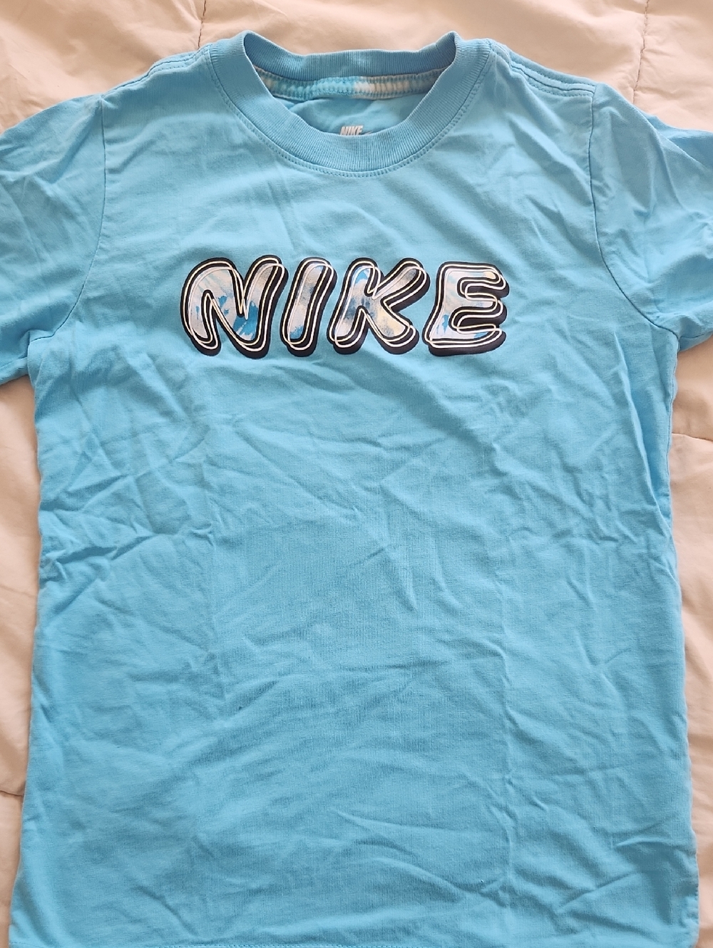 Nike Sky Blue Logo Tee with Bold Outline